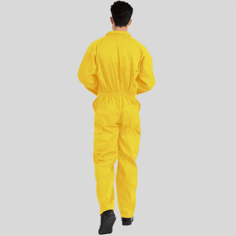 Economical Low Price Industrial Coverall Uniform Without Tape Yellow 100 Percent Cotton 200 GSM in Saudi Arabia