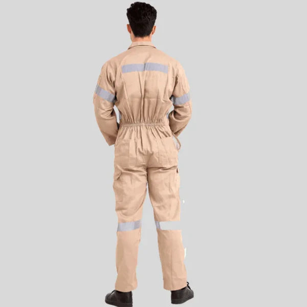 Industrial Twill Cotton Uniform Coverall Beige 100 Percent Pre Shrunk Cotton 200 GSM in Saudi Arabia