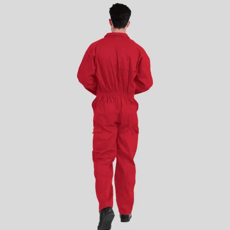 Economical Low Price Industrial Coverall Uniform Without Tape Red 100 Percent Cotton 200 GSM in Saudi Arabia