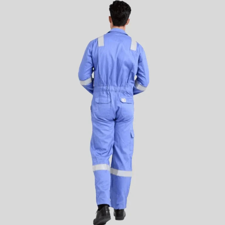 Fire Retardant Industrial Uniform Cotton Coverall Sky Blue 100 Percent Cotton Maximum Visibility Safety in Saudi Arabia