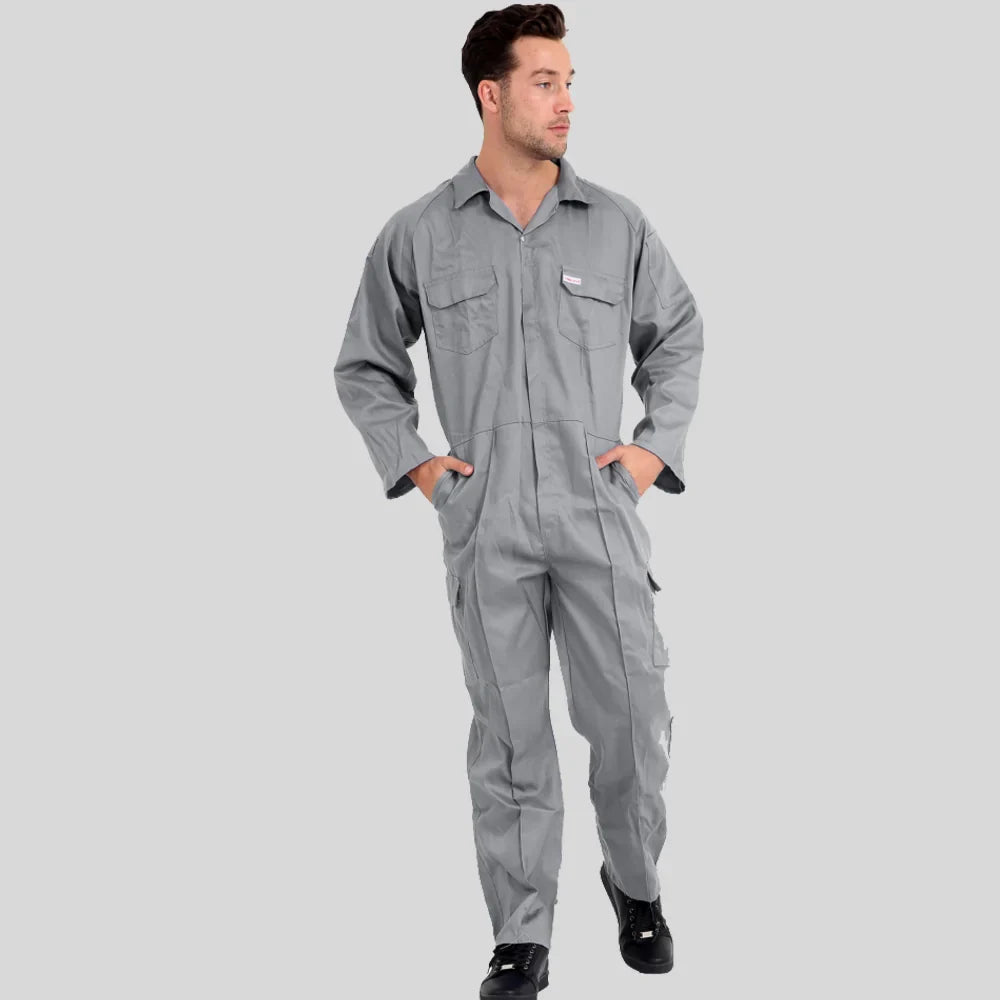 Economical Low Price Industrial Coverall Uniform Without Tape Gray 100 Percent Cotton 200 GSM in Saudi Arabia