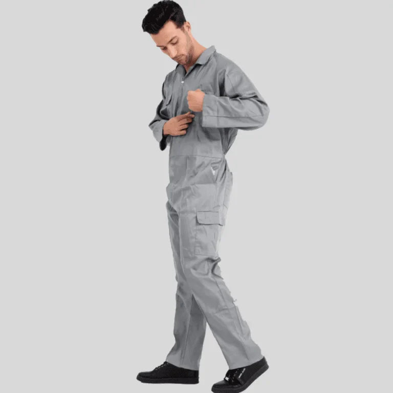 Economical Low Price Industrial Coverall Uniform Without Tape Gray 100 Percent Cotton 200 GSM in Saudi Arabia