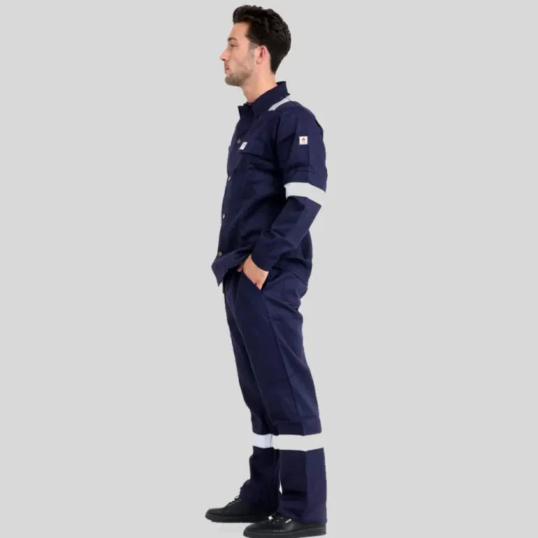 Fire Retardant Industrial Uniform Pant Shirt Royal Blue 100 Percent Cotton Double Stitched Multiple Functional Pockets in Saudi Arabia