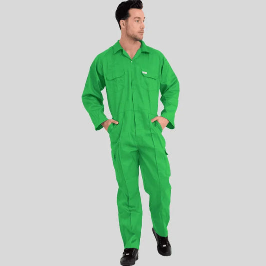 Economical Low Price Industrial Coverall Uniform Without Tape Green 100 Percent Cotton 200 GSM in Saudi Arabia