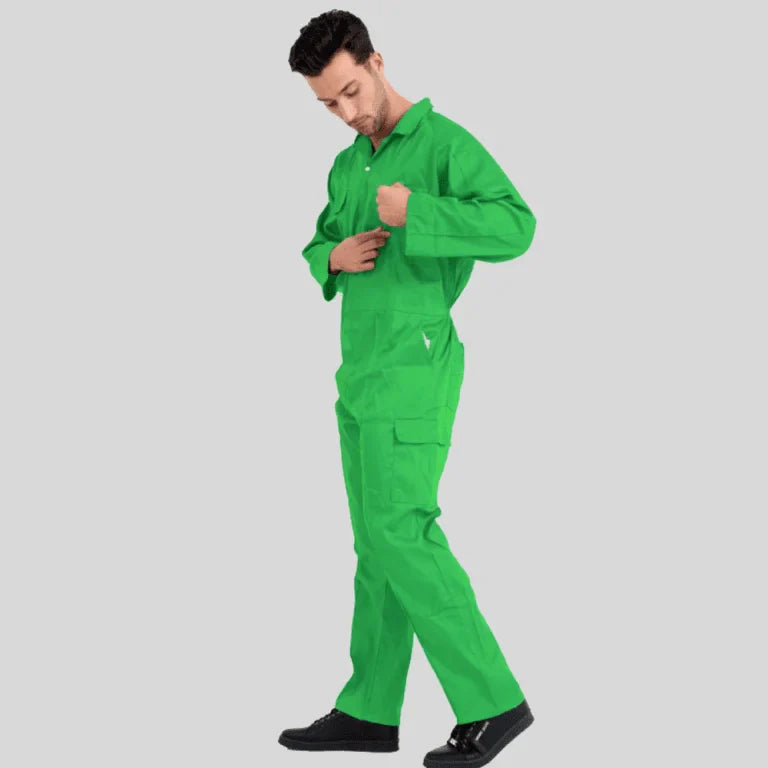 Economical Low Price Industrial Coverall Uniform Without Tape Green 100 Percent Cotton 200 GSM in Saudi Arabia