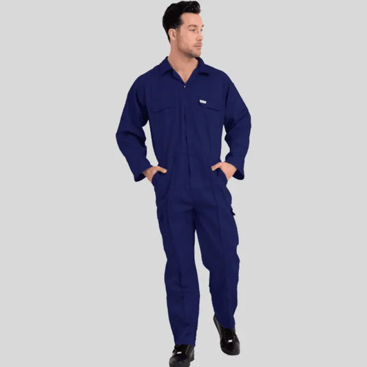 Economical Low Price Industrial Coverall Uniform Without Tape Royal Blue 100 Percent Cotton 200 GSM in Saudi Arabia
