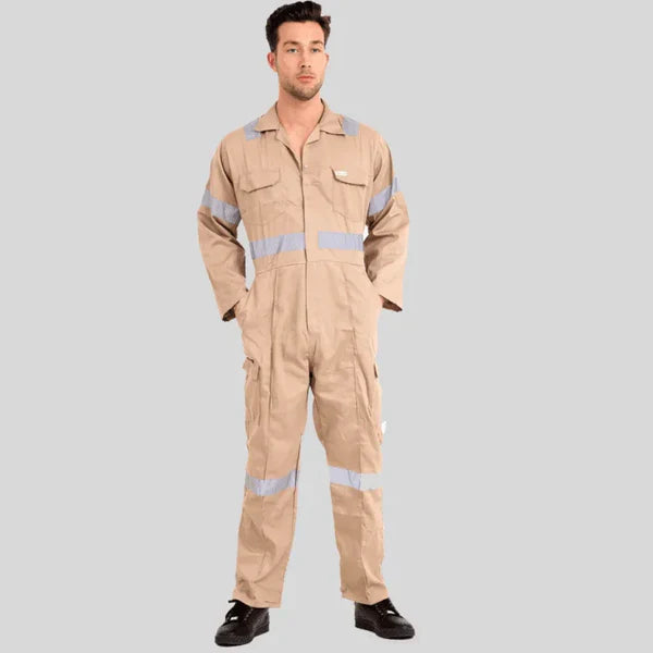 Industrial Twill Cotton Uniform Coverall Beige 100 Percent Pre Shrunk Cotton 200 GSM in Saudi Arabia