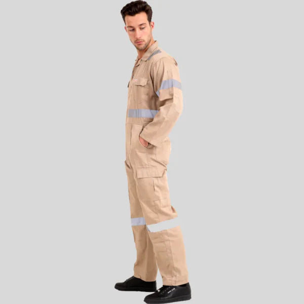 Industrial Twill Cotton Uniform Coverall Beige 100 Percent Pre Shrunk Cotton 200 GSM in Saudi Arabia