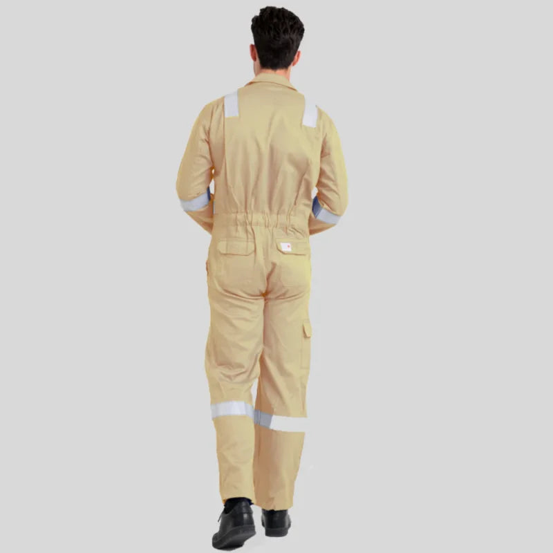 Fire Retardant Industrial Uniform Cotton Coverall Beige 100 Percent Cotton Maximum Visibility Safety in Saudi Arabia