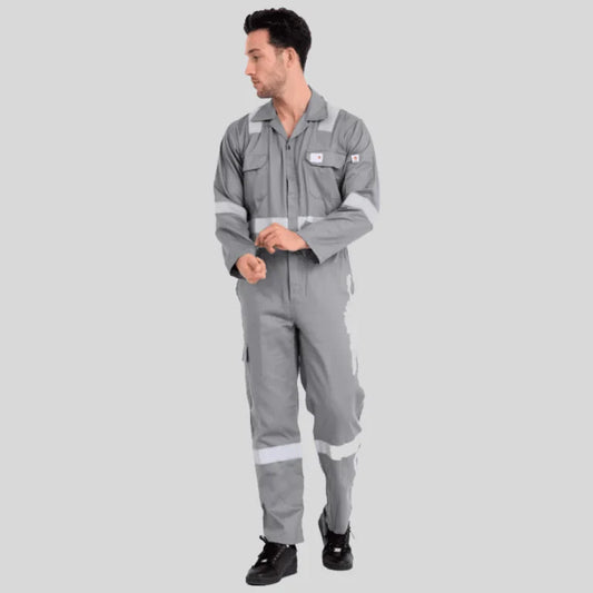 Fire Retardant Industrial Uniform Cotton Coverall Gray 100 Percent Cotton Maximum Visibility Safety in Saudi Arabia