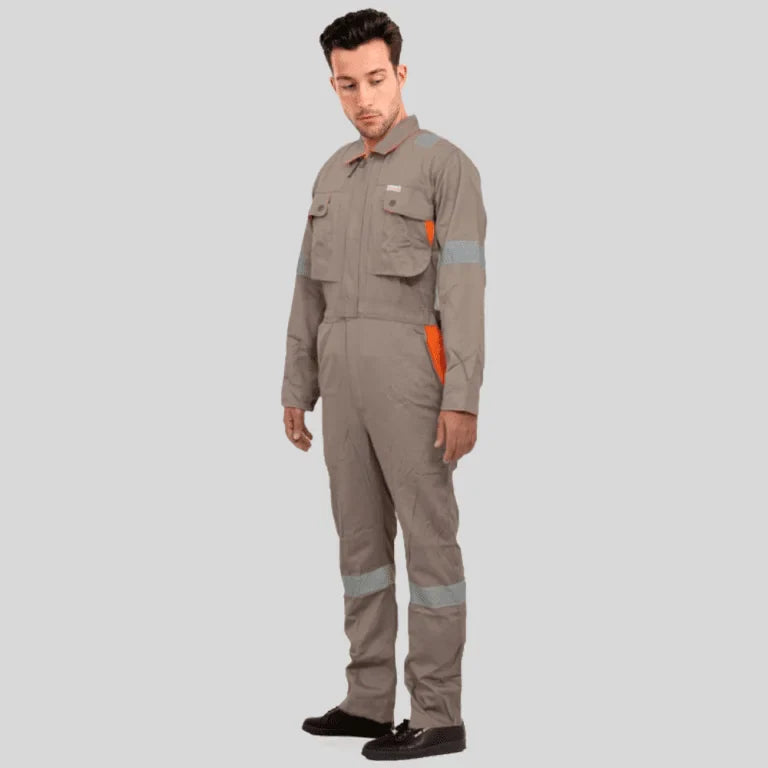 Industrial Uniform Six Functional Pockets Cotton Coverall Gray Orange 100 Percent Cotton Comfortable Light Weight in Saudi Arabia