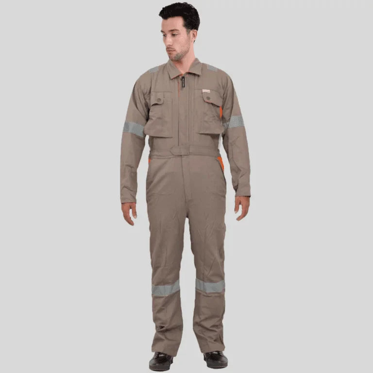 Industrial Uniform Six Functional Pockets Cotton Coverall Gray Orange 100 Percent Cotton Comfortable Light Weight in Saudi Arabia