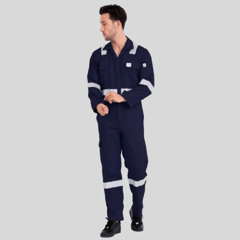 Fire Retardant Industrial Uniform Cotton Coverall Navy Blue 100 Percent Cotton Maximum Visibility Safety in Saudi Arabia