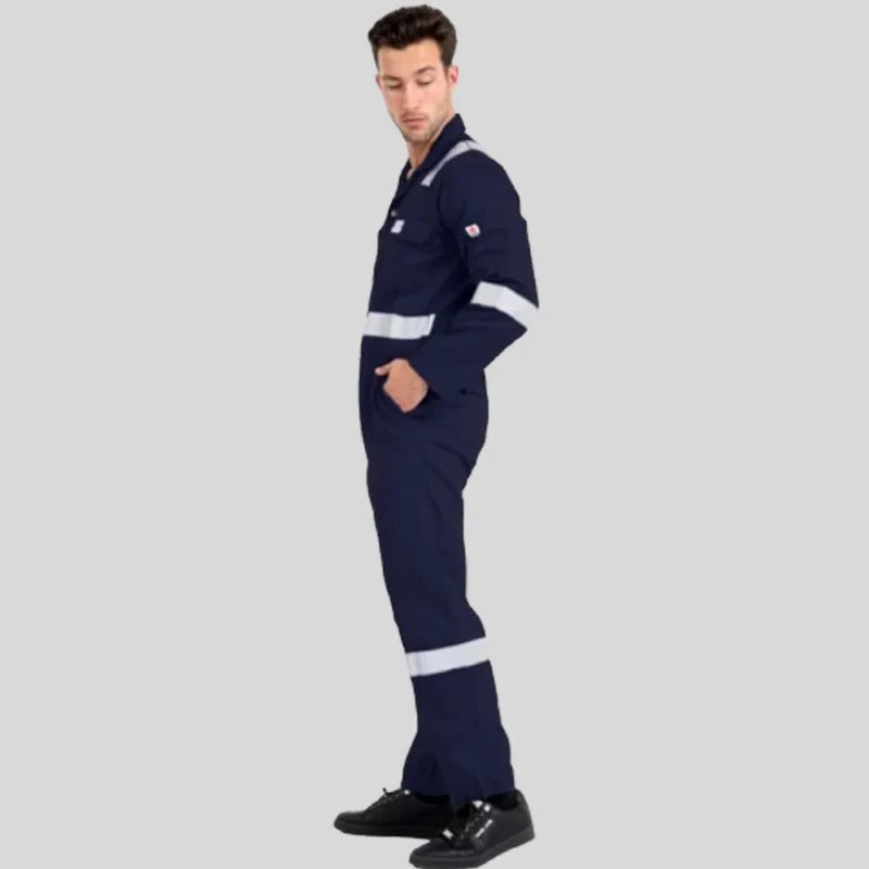 Fire Retardant Industrial Uniform Cotton Coverall Navy Blue 100 Percent Cotton Maximum Visibility Safety in Saudi Arabia