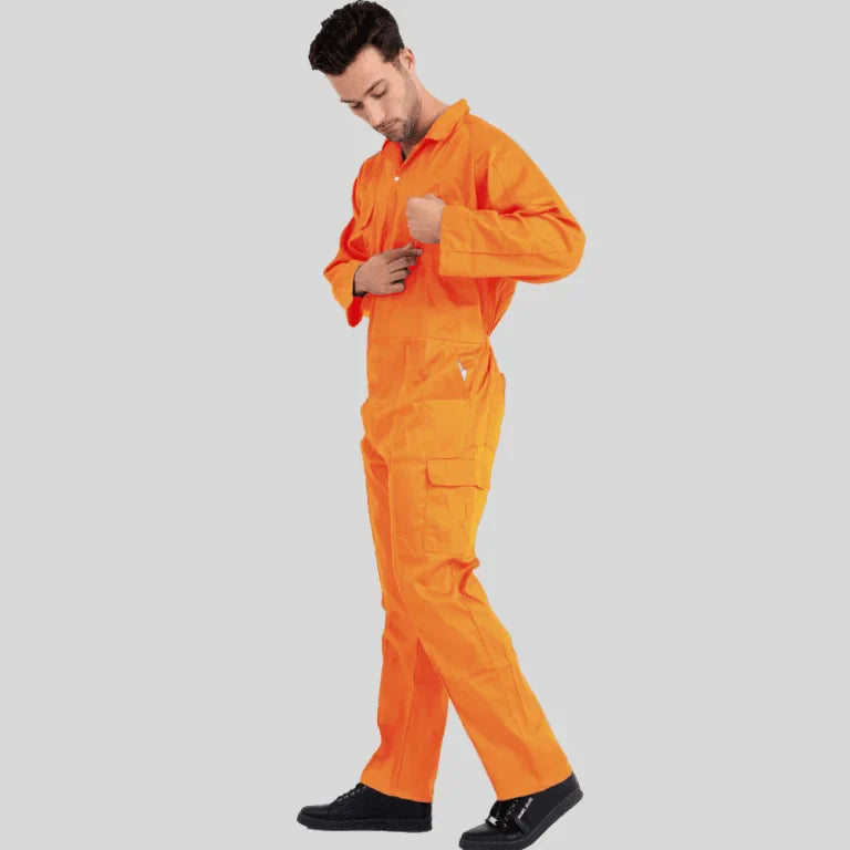 Economical Low Price Industrial Coverall Uniform Without Tape Orange 100 Percent Cotton 200 GSM in Saudi Arabia