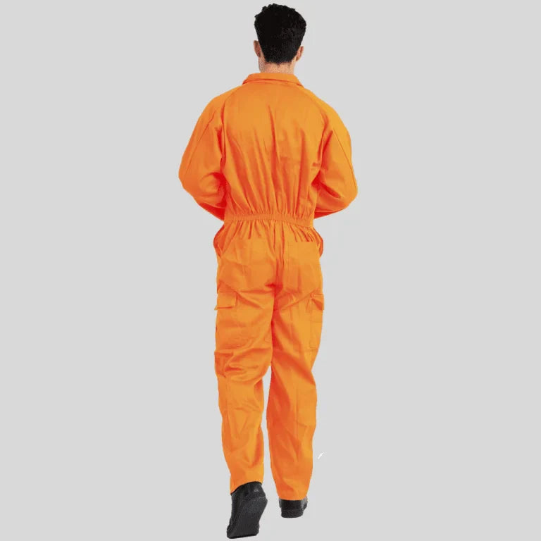 Economical Low Price Industrial Coverall Uniform Without Tape Orange 100 Percent Cotton 200 GSM in Saudi Arabia