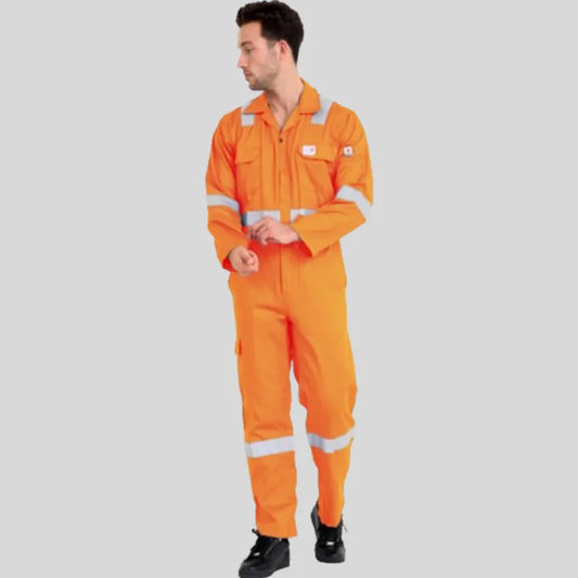 Fire Retardant Industrial Uniform Cotton Coverall Orange 100 Percent Cotton Maximum Visibility Safety in Saudi Arabia