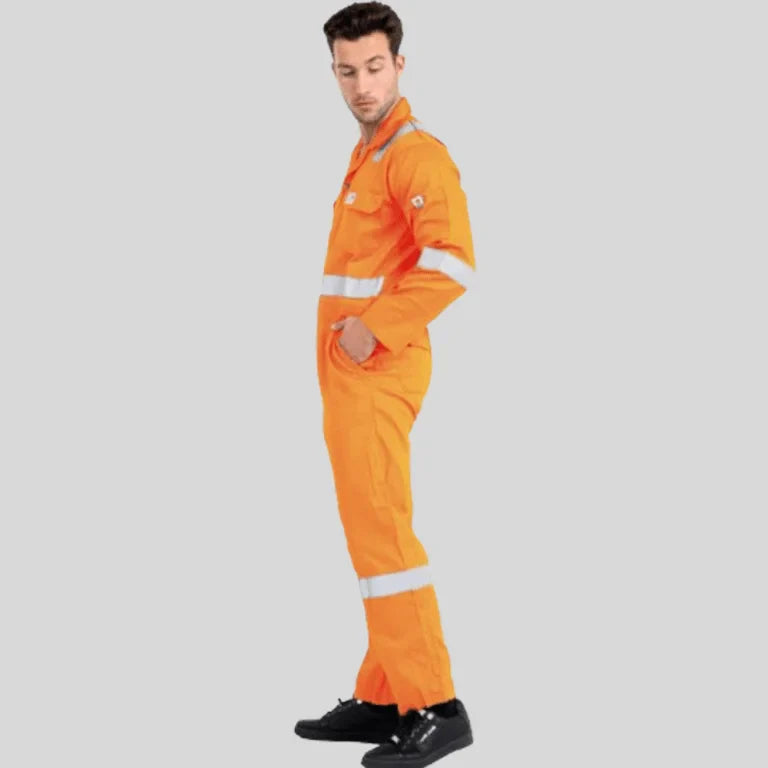 Fire Retardant Industrial Uniform Cotton Coverall Orange 100 Percent Cotton Maximum Visibility Safety in Saudi Arabia