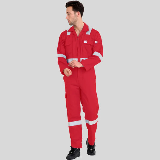 Fire Retardant Industrial Uniform Cotton Coverall Red 100 Percent Cotton Maximum Visibility Safety in Saudi Arabia