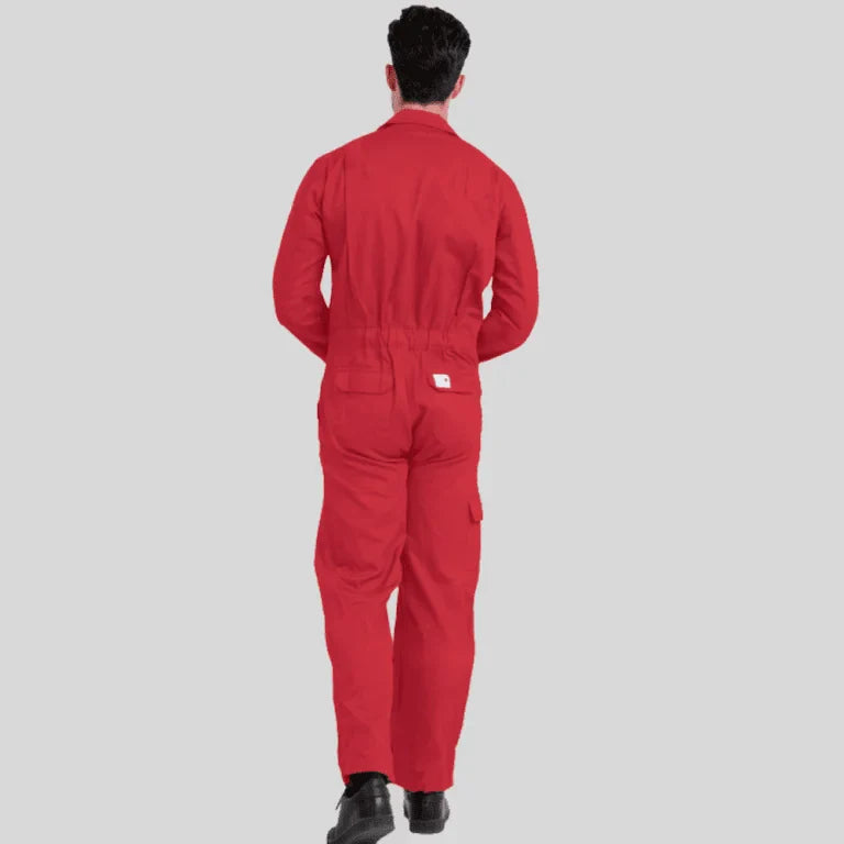 Flame Resistant Coverall Industrial Uniform Work Wear Red 100 Percent Cotton 2 Large Pockets in Saudi Arabia