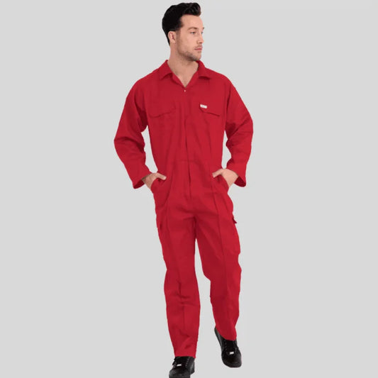 Economical Low Price Industrial Coverall Uniform Without Tape Red 100 Percent Cotton 200 GSM in Saudi Arabia