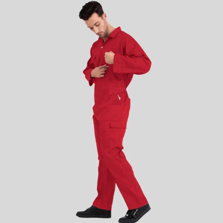Economical Low Price Industrial Coverall Uniform Without Tape Red 100 Percent Cotton 200 GSM in Saudi Arabia