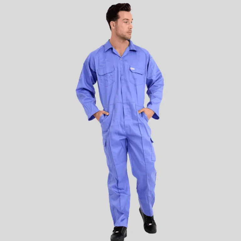 Economical Low Price Industrial Coverall Uniform Without Tape Sky Blue 100 Percent Cotton 200 GSM in Saudi Arabia