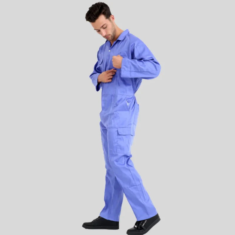 Economical Low Price Industrial Coverall Uniform Without Tape Sky Blue 100 Percent Cotton 200 GSM in Saudi Arabia