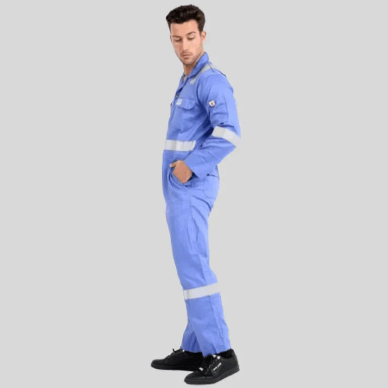 Fire Retardant Industrial Uniform Cotton Coverall Sky Blue 100 Percent Cotton Maximum Visibility Safety in Saudi Arabia